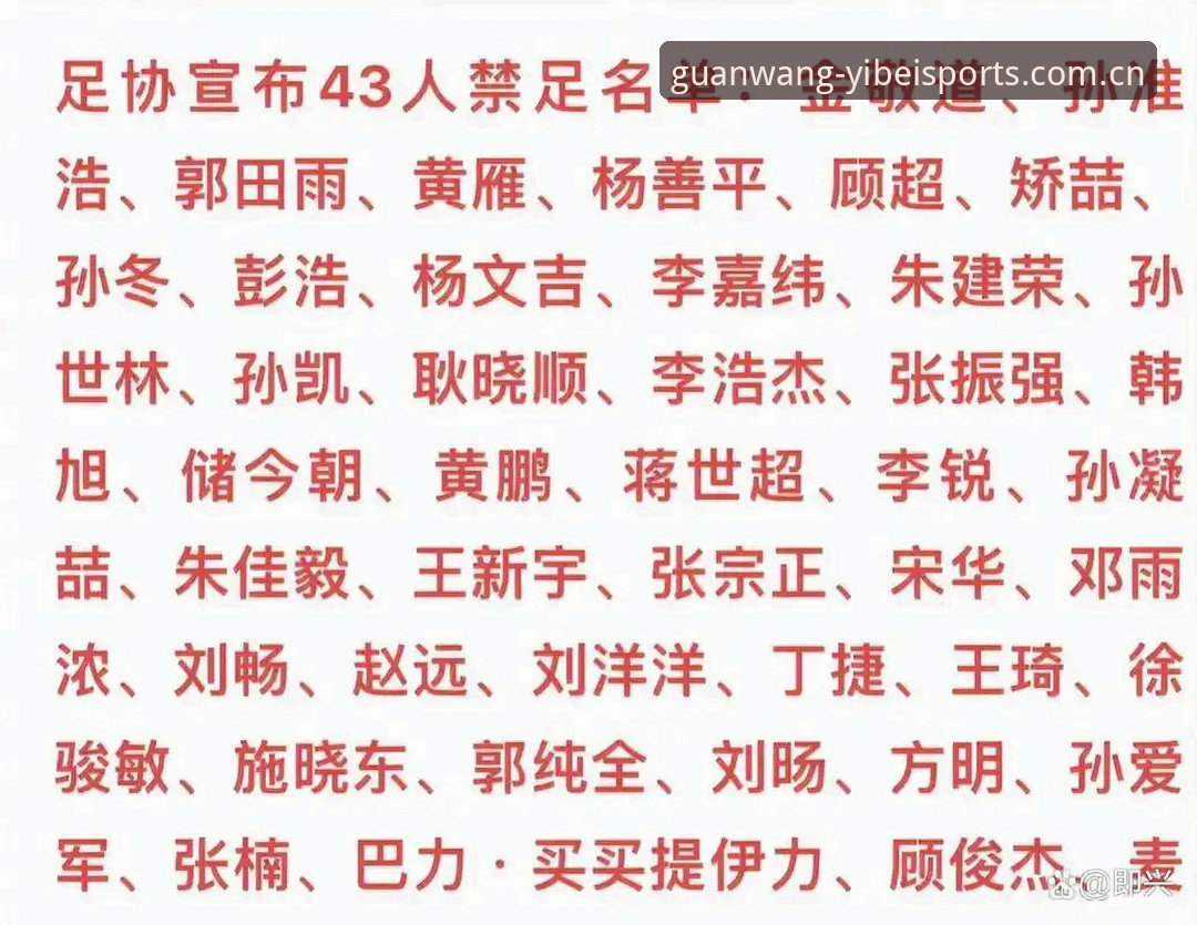 中国足协第三批禁足名单深度分析：终身禁赛与五年禁赛背后的治理升级，兼谈易倍体育官网功能详解
